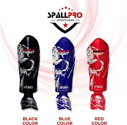 Muay Thai Shin Guards for Kickboxing Martial Arts BJJ Boxing Equipment MMA Training and Sparring Leg Guard with Instep Protection Pads - color: BTF-Red, size: Large/Xlarge