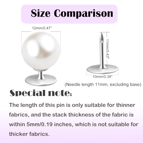 ZLMCUJE 10 Sets 12mm No Sew Pearl Buttons Anti-Exposure Fixed Brooches Pearl pins Removable Reusable for Clothes for Women - size: 12mm/0.47inch