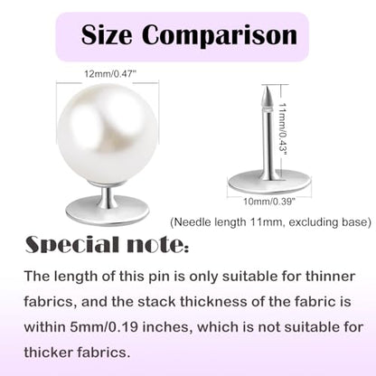ZLMCUJE 10 Sets 12mm No Sew Pearl Buttons Anti-Exposure Fixed Brooches Pearl pins Removable Reusable for Clothes for Women - size: 12mm/0.47inch