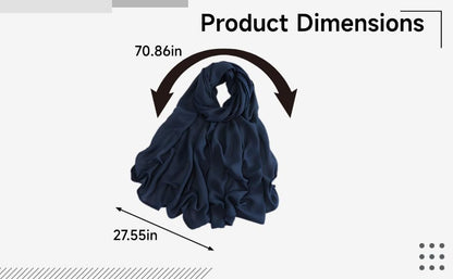 Modal Hijab Scarf for Women, 27.6 x 70.9 in (70 x 180 cm), Dark Blue, Soft Lightweight Head Scarf, Fashionable Shawl for All Seasons, Any Occasion