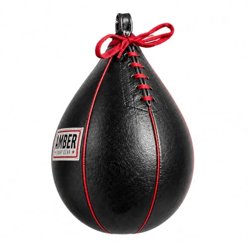 Amber Sports Genuine Leather Speed Bag for Boxing & MMA – Handcrafted Punching Ball for Reflex & Speed – Balanced for Fast Rebound – Available in Sizes XS, S, M, L - size: Small (6"x9")