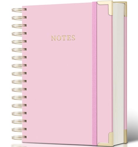 Spiral Notebook Journal, 328 Pages Linen Hardcover College Ruled Notebook, Lined Thick Journals for Women Men, A4 Thick Spiral Journal for Writing, 100GSM Paper, Cute Notebooks for Work School - color: B-Pink, size: A4(8.5INCH×11INCH)