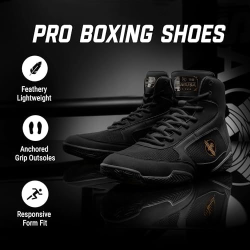 Hayabusa Pro Boxing Shoes for Men & Women - color: Black, size: 13 Women/11.5 Men