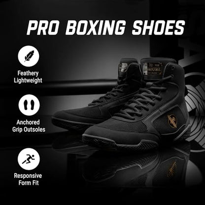 Hayabusa Pro Boxing Shoes for Men & Women - color: Black, size: 9 Women/7.5 Men