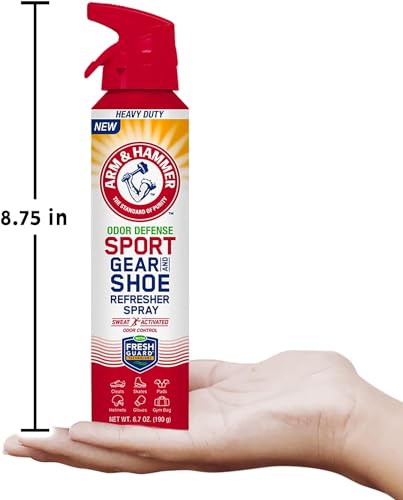 Arm & Hammer™ Sport Gear & Shoe Refresher Spray, Heavy Duty Odor Defense for Sports Gear and Footwear, Deodorizer for Gym Bags, Boxing Gloves, Hockey Equipment, and Football Pads (6.7 oz) (3 pack) - size: 6.7 Ounce (Pack of 3)
