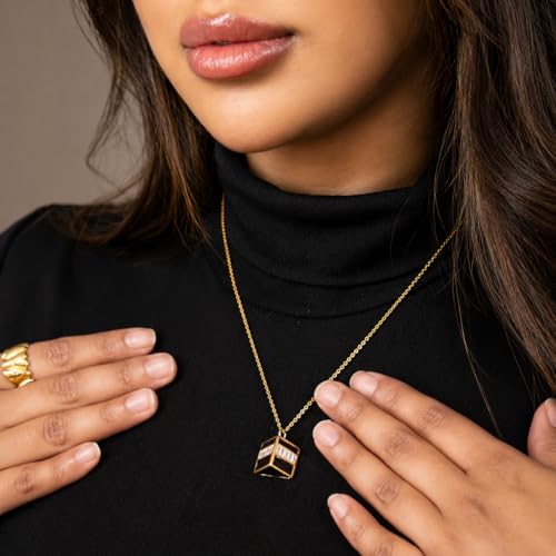 Bolenvi Gold Kaaba Necklace by MAHJ - Muslim Islamic Ramadan Hajj Umrah Eid Gifts, 14K Plated Pendant Necklace, Allah Mecca, Saudi Arabia, Arabic Islamic Jewelry For Women & Men