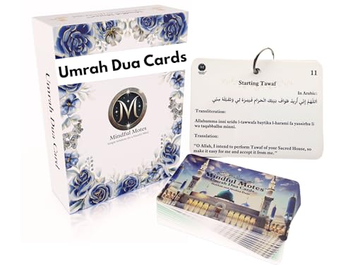 Umrah Dua Cards – Islamic Cards, Portable with Storage Box & Lanyard & Gift Box, Umrah Essentials, Umrah Mubarak Gift, Muslim Gifts for Men & Women, Umrah Gifts & Quran Gift