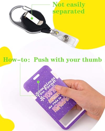 Purple Lanyard Badge Holder Retractable Reel Clip for Women Girls Lanyards for ID Badges Keychain Keys - color: You're Awesome