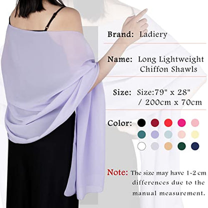 Ladiery Chiffon Shawl Wraps for Women Evening Dresses, Elegant Soft Sheer Shawls for formal dressy Bride Wedding - color: Light Purple