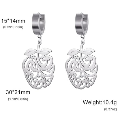 Pomegranate Arabic Calligraphy Earrings Islamic Blessing Love Hope Earrings Persian Muslim Amulet Religious Jewelry Eid Ramadan Gift for Women - color: ailver 2