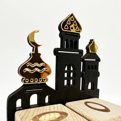 Ramadan Advent Calendar Wooden Block Countdown Calendar, Table Decorations for Home Muslim Islamic Eid Mubarak Decor, Ramadan Gift for Family