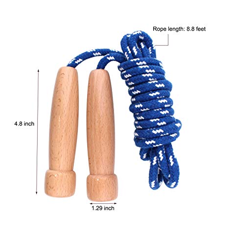 8.8 Feet Jump Rope for Women Men Kids Wooden Handle Jumping Ropes - color: Deep Blue