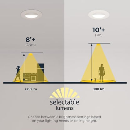 HALO RA 4 in Canless LED Recessed Downlight with Adjustable Gimbal, Selectable Lumens and Selectable Color Temperatures, Dim-to-Warm Technology, Damp Location Rated - RA4LS9FSD2W1EWHDM - size: 4 in