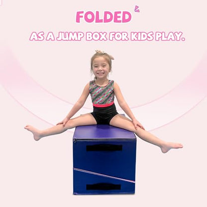 Kangaroo Hoppers Gymnastics Cheese Wedge Mat for Kids Ages 1-12 | 3 Sizes Folding Incline Mat with High-Density EPE Foam and Removable PVC Leather Cover, Home Gym Training Equipment - color: Purple/Pink, size: 48" x 24" x 14"