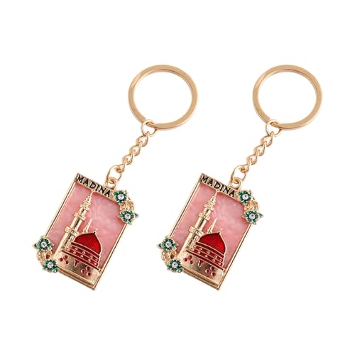 Pack Of 2 Zincs Alloy Islamics Art Inspired Keychains Middle Eastern Moons Festival Cultural For Ramadans Eid - color: Red 2