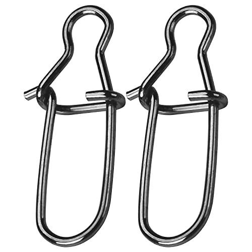 AMYSPORTS High Strength Fishing Snap Clip Duo Lock Snap Swivel Stainless Quick Change Fishing Snaps Solid Black Nickel 26lb-220lb - size: Size8（220lb）40pcs