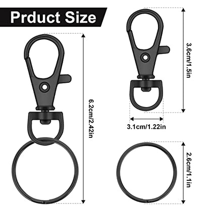 120PCS Premium Swivel Lanyard Snap Hook with Key Rings, Metal Keychain Hooks for Jewelry Making, Crafts (Gun Black) - color: Gun black