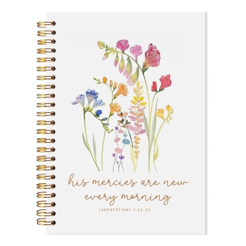 Christian Flower Spiral Notebook, His Mercies Are New Every Morning Bible Verse Journal, Christian Gifts for Women, Religious Prayer Notebook Journal, 5.5x8.3 - color: Floral Christian 12