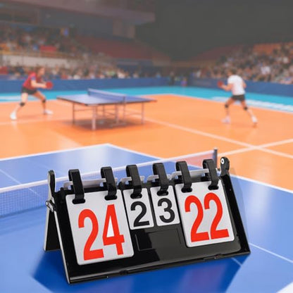 4-Digit Flip Scoreboard - Portable Score Keeper with Red/Black Numbers, Waterproof & Double-Sided for Baseball, Basketball, Volleyball, Cornhole, Tabletop