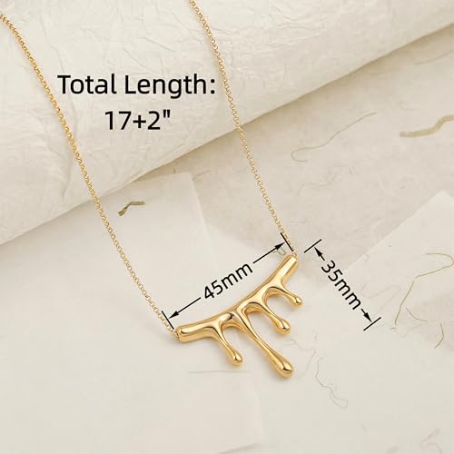 POTESSA 18K Gold Plated Pendant Necklace Medallion Coin Heart Y Shaped Chain Toggle Necklace for Women Jewelry - color: Golden Waterdrop