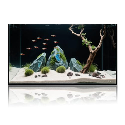 10 Gallon Glass Fish Tank, Aquarium Fish Bowl Cube for Betta Goldfish Snails Shrimp Aquatic Planting, Easy to Maintain Ultra Clear Rimless Dark Background Low Iron - color: Dark Background, size: 10 Gallon