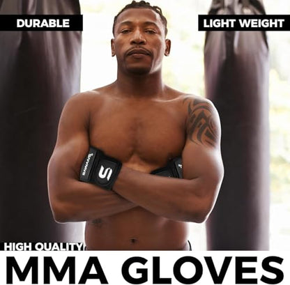 SAWANS MMA Gloves Karate Mitts Punch Bag Boxing Gloves Martial Arts Combat Taekwondo Kickboxing Mitts Fighting Grappling Training for Womens Mens Adults - size: Large