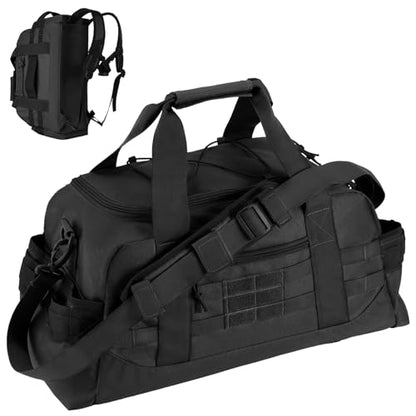 Hannibal Tactical 35L Large Duffle Bag, 3-in-1 Tactical Backpack MOLLE Pack for Sports/Gym/Outdoor, Black - color: Black
