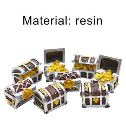 8Pcs Mini Aquarium Treasure Chest Miniature Gold Jewelry Box Model | for DIY Diorama Craft Fish Tank Terrarium Decorations