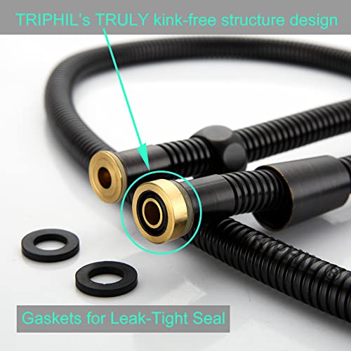 TRIPHIL Kink-free Shower Hoses for Handheld Showerhead Hose Replacement Flexible Metal Shower Tube Extension 360 Degree Swivel Anti-twist Brass Nuts Stainless Steel Sleeve Oil Rubbed Bronze 59 Inches - color: Oil Rubbed Bronze, size: 59 Inches