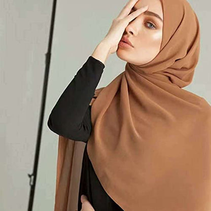 Yeieeo Chiffon Head Wraps for Women - Solid Color Fashion Bubble Chiffon Scarf Hijab - color: Nude