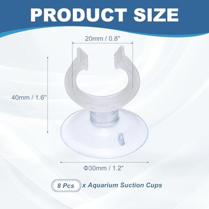 Aquarium Suction Cups, Fish Tank Suction Cups Clips Airline Tube Holders Clamps (Plastic, 8Pcs, Clear) for 0.8" Fish Tank Airline Tubing Binding Moss Shrimp Nest, 20x30MM - color: Clear, size: 20x30MM