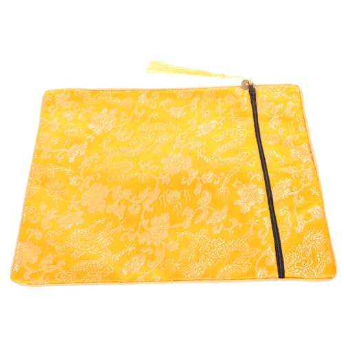 CALLARON Bible Cover Brocade Pouch for Book Storage Wallet for Women Office Bag - color: Yellow