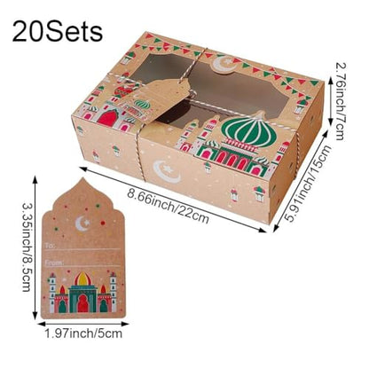 20pcs Ramadan Mubarak Candy Cake Box Bag Gift Packaging Favors Eid Mubarak Decorations Islam Muslim Party Supply