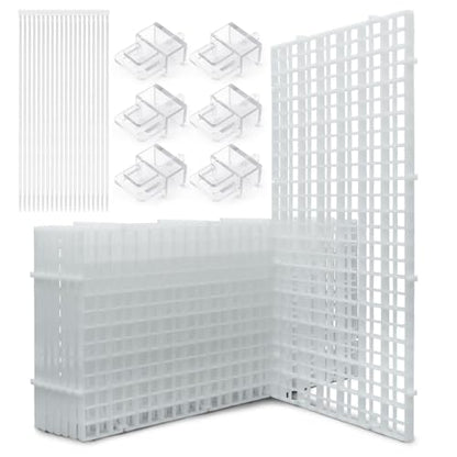 LINLAN Fish Tank Anti-Jump Set, Aquarium Lid, 8 Pieces 5.9x11.8in/15x30cm Plastic Grid with 6 Brackets and 20 Cable Ties, Cover for Rimless Aquarium(White) - color: White, size: S