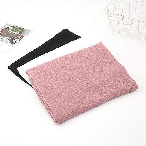 EVQ 여성용 부드러운 면 헴프 스카프 랩 롱 히잡 스카프 - color: 블랙+화이트+스킨 핑크