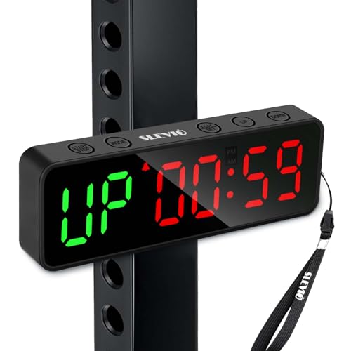 Small Gym Timer Clock Stopwatch Workout Interval Timer with Built-in Powerful Magnet, Large LED Digital Display, Home Accessories Countdown Clock for Home Gym Garage Crossfit Schools (Black) - color: Black
