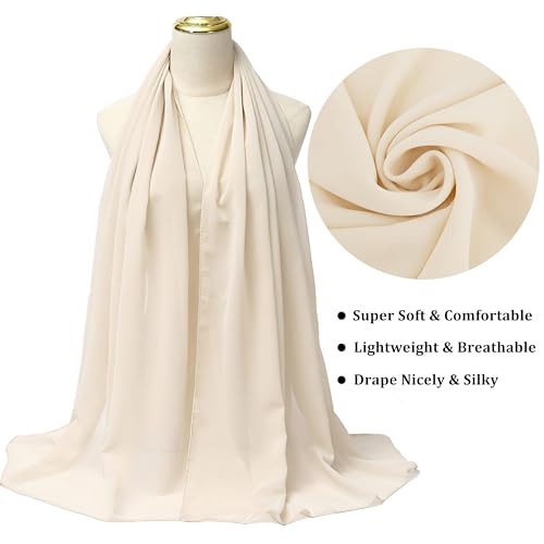 Chiffon Shawls and Wraps - Lightweight Scarve for Women Evening Dresses Wedding Bridal Formal Party - color: F1-pale Champagne