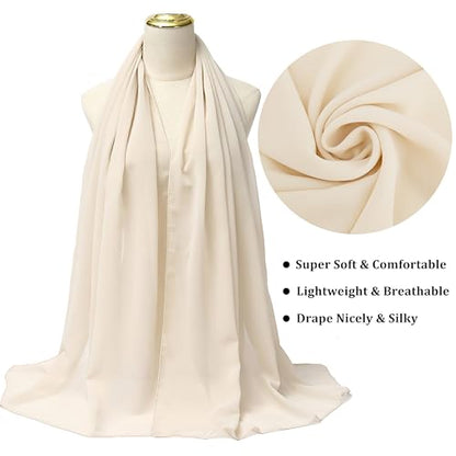 Chiffon Shawls and Wraps - Lightweight Scarve for Women Evening Dresses Wedding Bridal Formal Party - color: F1-pale Champagne