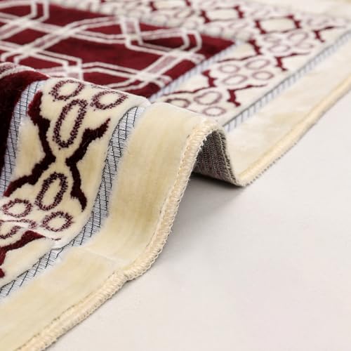 Velvet Muslim Prayer Rug Set with 99 Beads - Brown - color: Brown