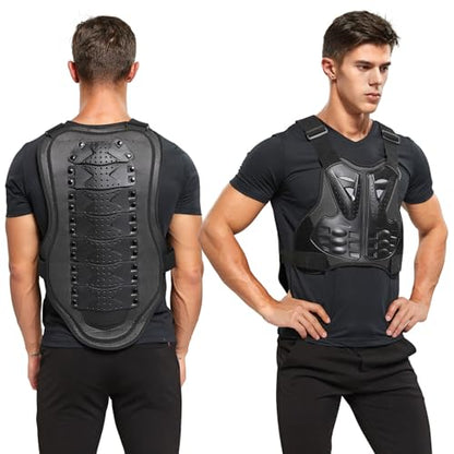 PELLOR Motorcycle Armor Vest Chest Back, Motocross Body Guard Vest Skiing Riding Skating Anti-Fall Vest Protective Gear - size: Medium