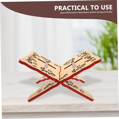 Cabilock Elegant Quran Book Stand Artistic Carvings Decorative Reading Rack for Daily Use and Religious Celebrations for Muslim