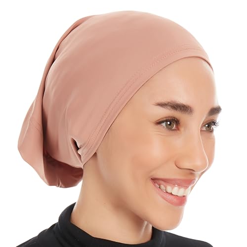 Hijab Caps Underscarf for Women – Black Hijab Cap Underscarf Turban Dreadlocks Tube – Muslim Accessories Headscarf - color: Cocoa