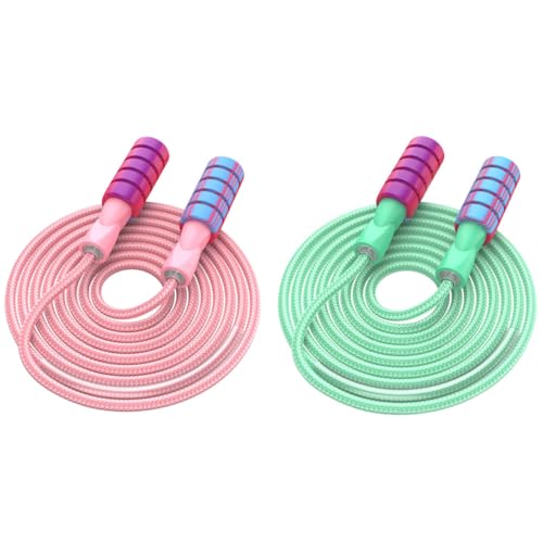 Jump Rope for Women Men, Fitness Jumprope for Women Workout, Adjustable Adult Exercise Skipping Rope - color: Pink+Green