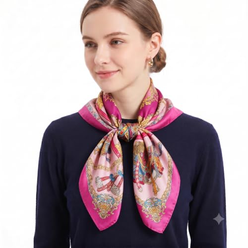 YOUR SMILE Silk Like Scarf Women's Fashion Pattern Large Square Satin Headscarf Headdress - color: 103