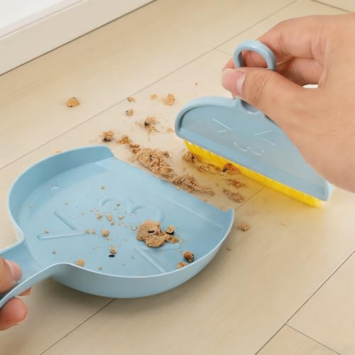 Small Broom and Dustpan Set,mini Broom and Dustpan Set,Kids Broom Set,for Home, Sofas, Kitchen countertops, Storage Shelves, bathrooms, and pet Areas Cleaning - color: Blue