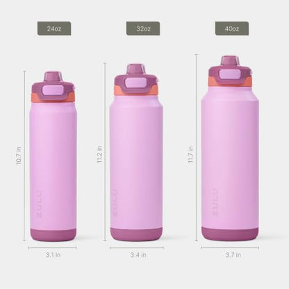 ZULU Powerfill Pro 24oz Stainless Steel Water Bottle with Quick Fill Lid, Triple Walled Vacuum Insulated Metal, Leak Proof Locking Lid, Sip and Chug, Reusable BPA Free, Sherbert - color: Sherbert, style: 24oz
