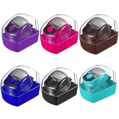 6-Pack Digital Tally Finger Counter with Led, Colorful Tasbeeh Tasbih 5-Digits Counter Clickers with Led Light, Carry Ring, Individual Hard Case for Muslims Pray Knitting Track Golf Lap - color: Deep color