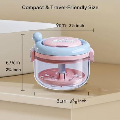 Denture Bath Cup，Retainer Cleaner Case Box,Night Mouth Guard Case Holder,Storage Soak Container with Drain Tray for Travel Cleaning with Mirror and Brush (Pink&Blue) - color: Pink&Blue