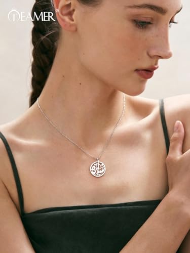 TEAMER Islam Muslim Quran Pendant Necklace Stainless Steel Ayatul Kursi Necklace Arabic Calligraphy Ramadan Eid Allah Jewelry For Women - color: Silver