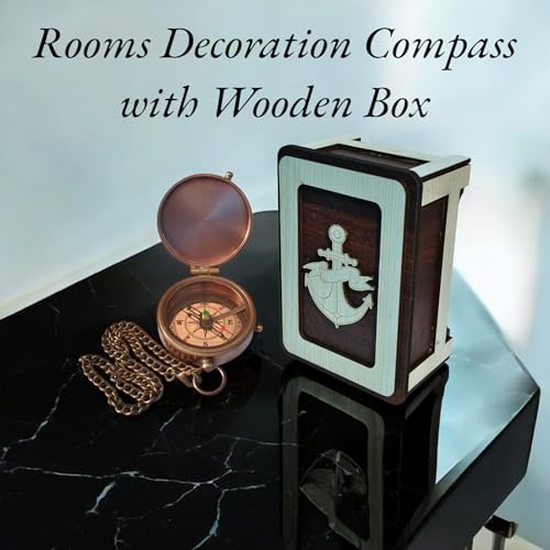 Deocar Engraved Brass Compass with Inspirational Quotes and Wooden Box –Gift for Son, Husband, Grandson, or Travelers – Ideal for Birthdays Graduation Christmas or Special Occasions - style: Be Strong & Courageous